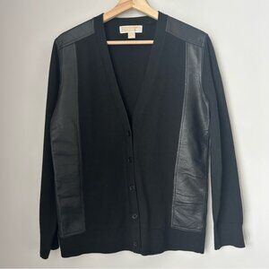 MICHAEL Michael Kors Knit and Genuine Leather Cardigan